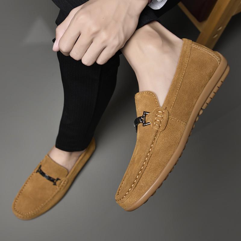 Fashion High Quality Men's Spring Fashion Casual Leather Shoes Bean Shoes New Outdoor Men's Classic Suede Leather Comfortable Loafers