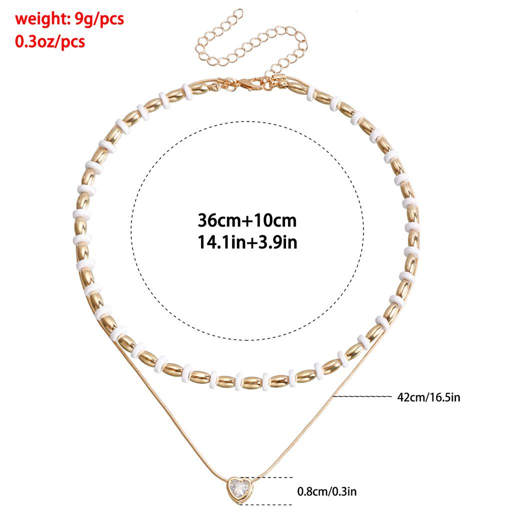 Accessories, Double Beaded Acrylic Mixed And Matched Metal Love Necklace Women, Premium Clavicle Necklace