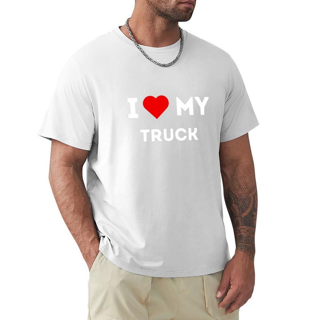 I Love My Truck Design Tshirt Worker Basic Short Sleeve Tee