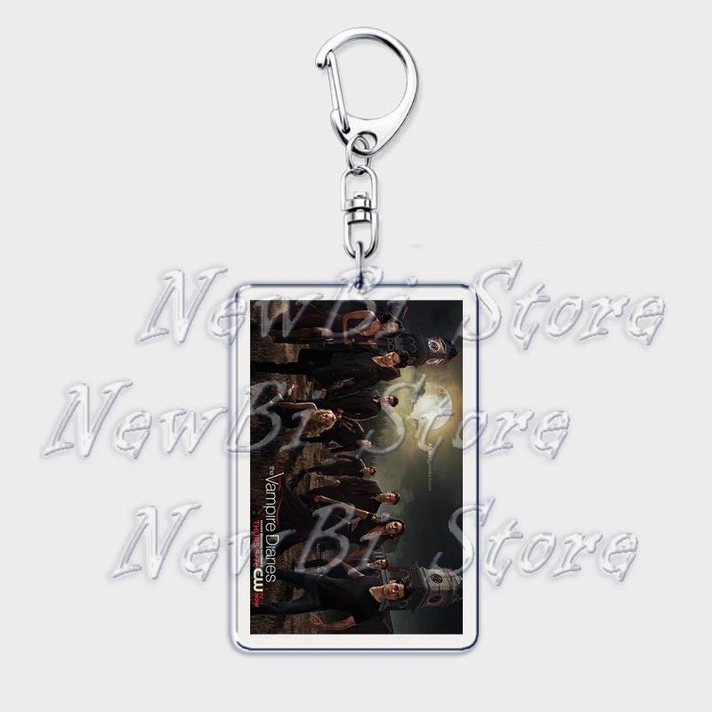 TVD The Vampire Diaries Keychain for Accessories Bag Damon Stefan Salvatore Elena Gilbert Key Chain Keyring Jewelry Fans Gifts