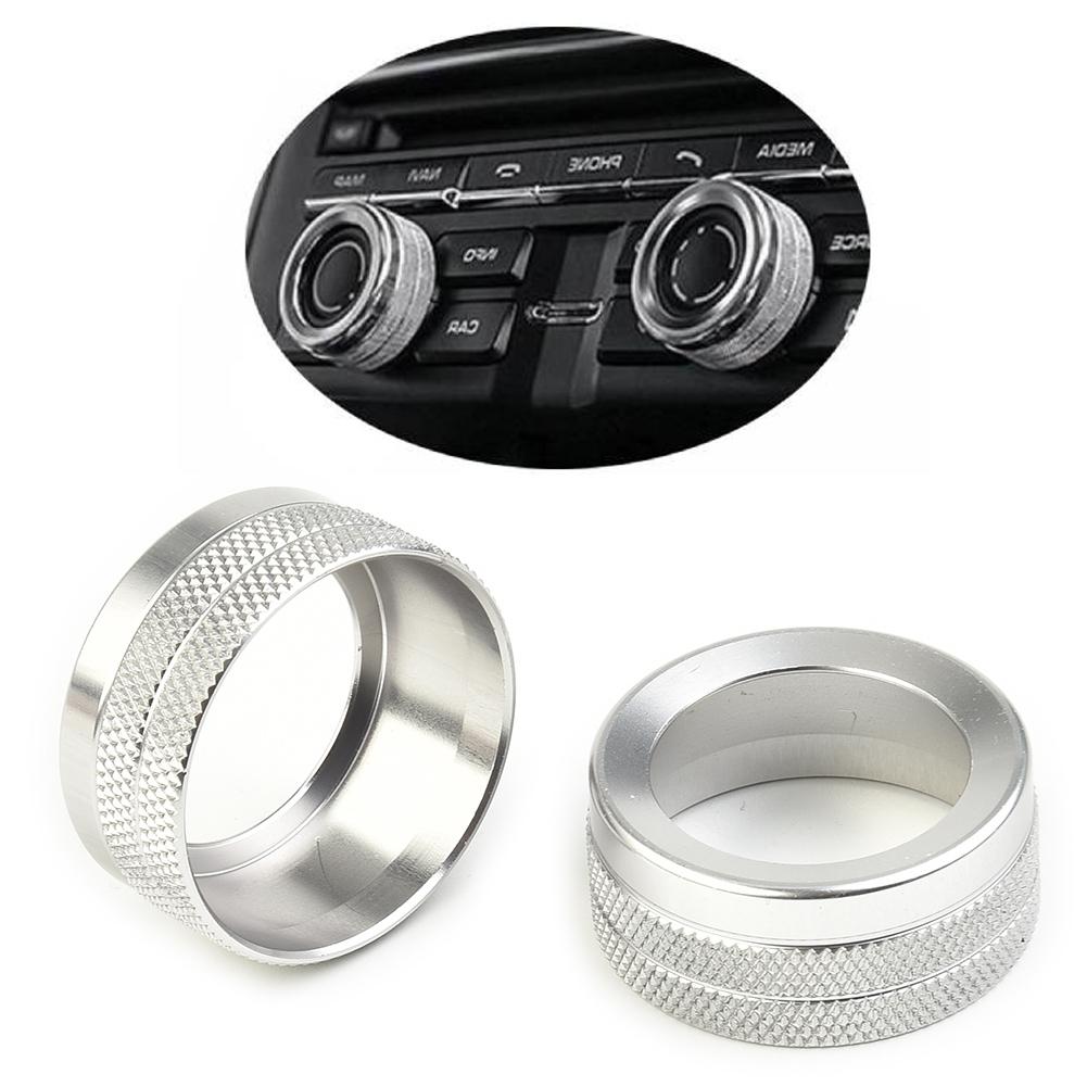 2x Silver Car Volume Radio Knob Covers Set For Porsche 911 For Macan 718