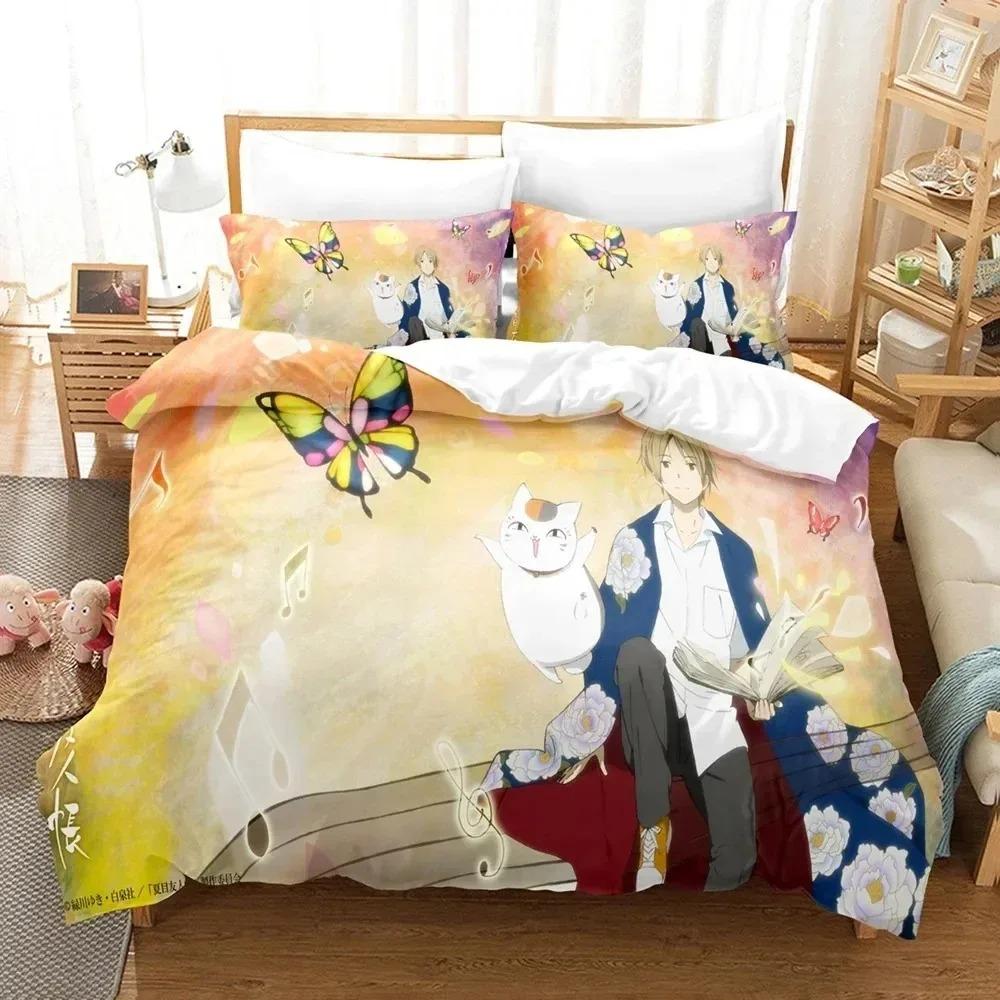 Top Natsume's Bok of Friends Anime Beding Set Bedrom Soft Modern Bedspreads Comefortable Soft Duvet Cover Comfortable Quilt Cover Pilowcase