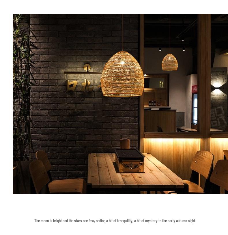 Japanese Rattan Pendant Light for Restaurant, Bar, Bedroom, Study, Tea Room, or Tatami Homestay