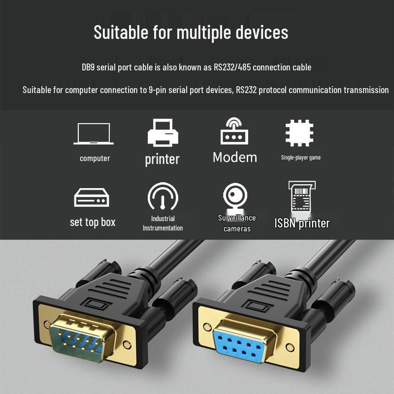 G.C.X Industrial Grade DB9 RS232 Serial Cable 1m