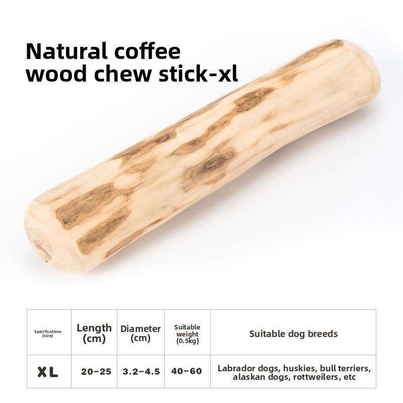 1PC Premium Coffee Wood Dog Chew Toy - Durable, Teeth Cleaning, Breath Freshening, Boredom Relief & Destruction Prevention