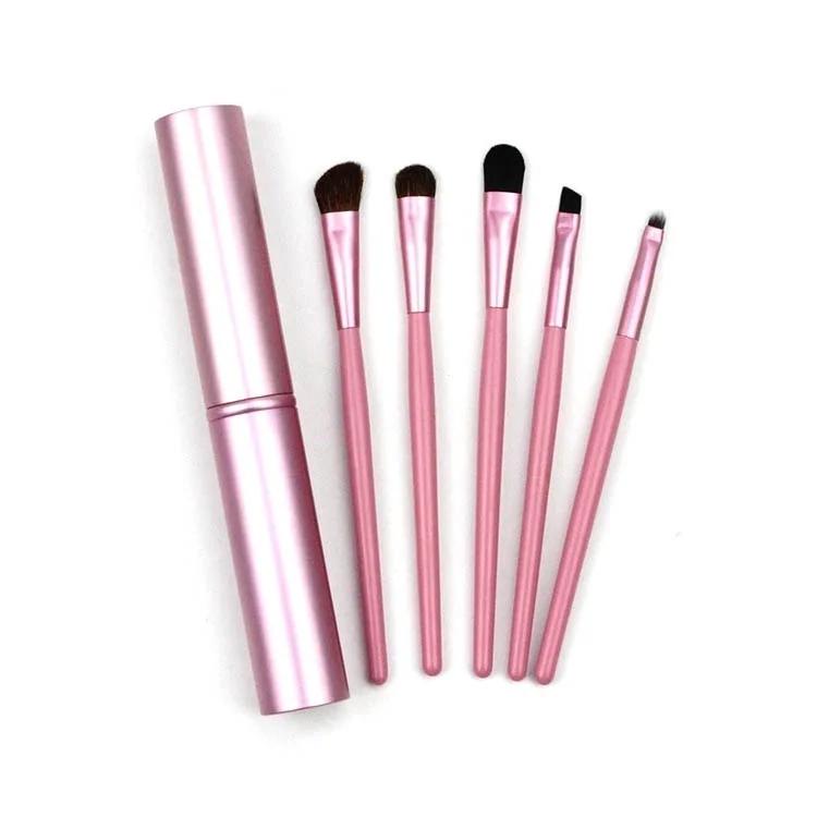 5PCS/Set Makeup Brushes Wood Handle Eye Shadow Brush Mujer Maquillajes Eyebrow Brush Cylindrical Small Pen Beauty Make Up Tool