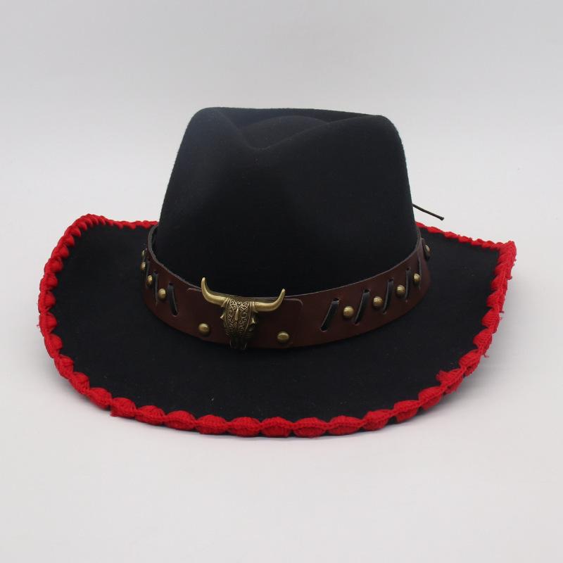 Tibetan Vacation Hemming Top Hat Men'S And Women'S Hat Cowboy Hat Simple Ethnic Style Jazz Hat