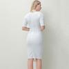 Fashion Women elegant Casual Slim Fit High Quality Solid Metal Buckle Plus Size  Irregular Dress