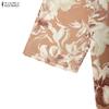 ZANZEA Abito Lungo Casual da Donna con Scollo Rotondo, Manica a 3/4, Stampa Floreale, Vestibilità Ampia