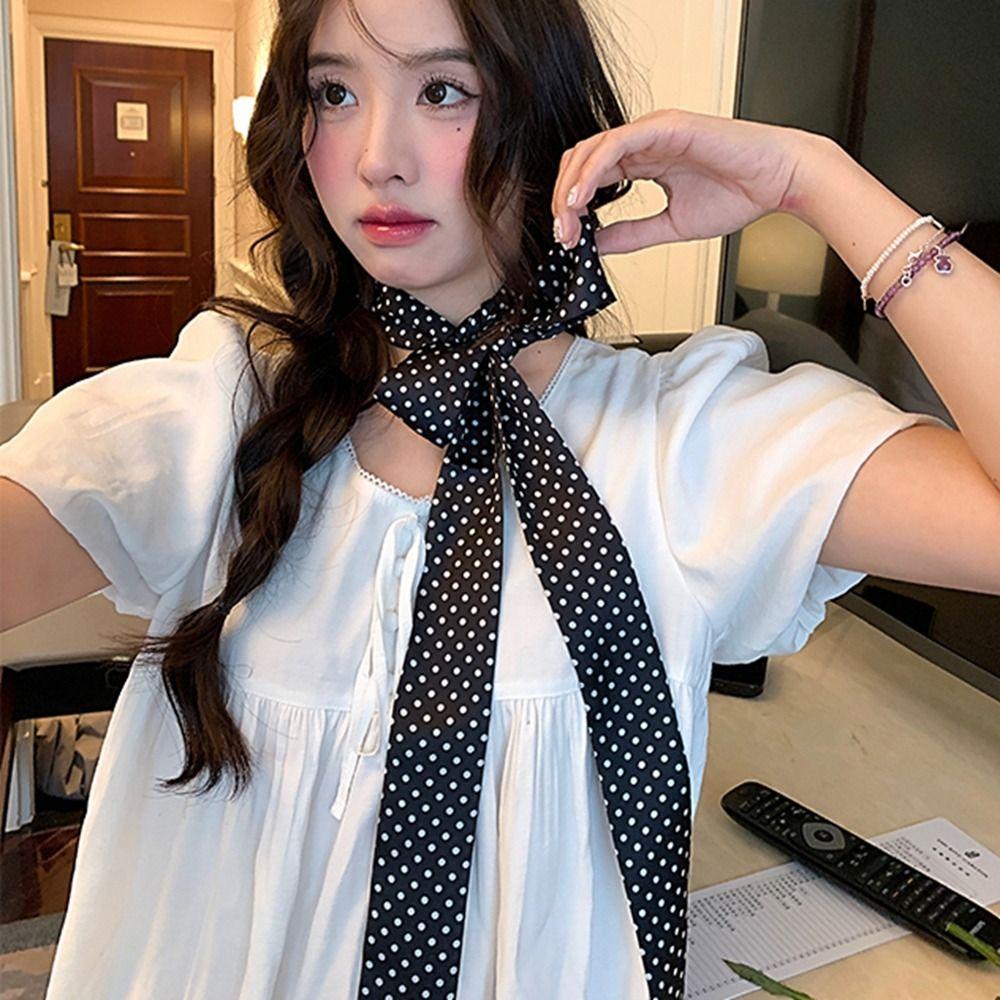 Printed Polka Dot Scarf Ribbon Long Scarves Elegant Scarf Headband  Party