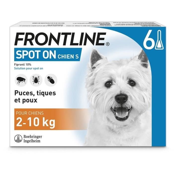 Frontline Spot On Dog - Flea and Tick Treatment for Dog S - 2-10kg - 6 Pipettes