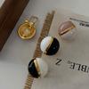 Ball Enamel Stud French Drip Glaze Atmospheric Light Luxury High Sense Retro Contrasting Color Splicing Round Ball Women