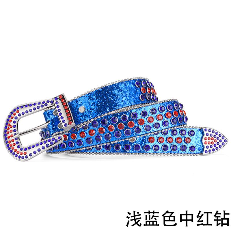 

Mary Women s Feng Shui Diamond Leather Belt, Handmade Diamond-set Fashion Versatile Decorative Crystal Flash Diamond Belt 110cm