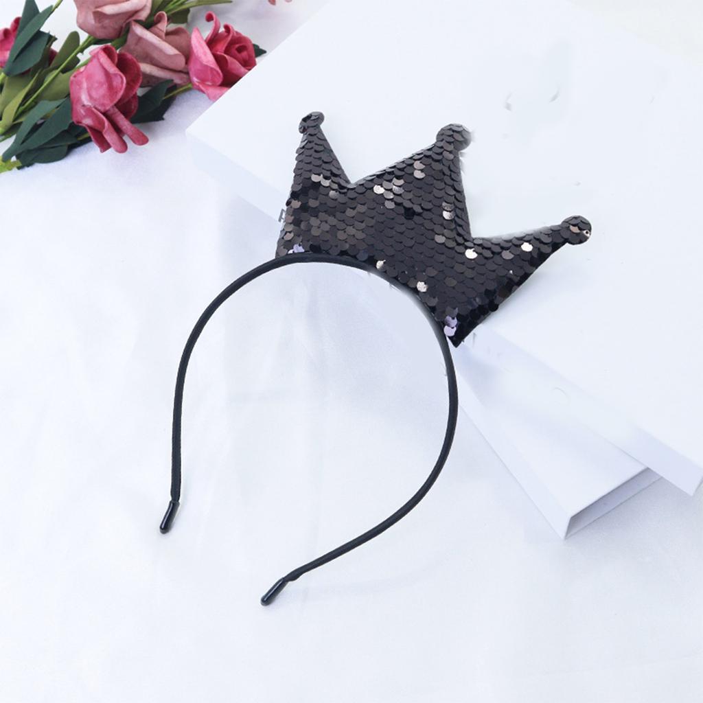Sparkling Sequins Crown Hairband For Girl Birthday Party Glittering Headwear Toddler Birthday Party Hair Accessory