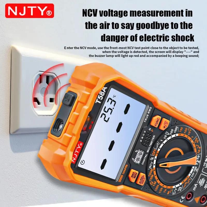 TY T58A/B  NCV Digital Multimeter 9999 words Auto Ranging AC/DC voltage meter Flash light Back light Large Screen like RM113D