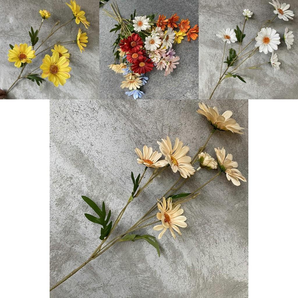 Long Stem 6 Head Daisy Silk Flower For Photography Props And Events