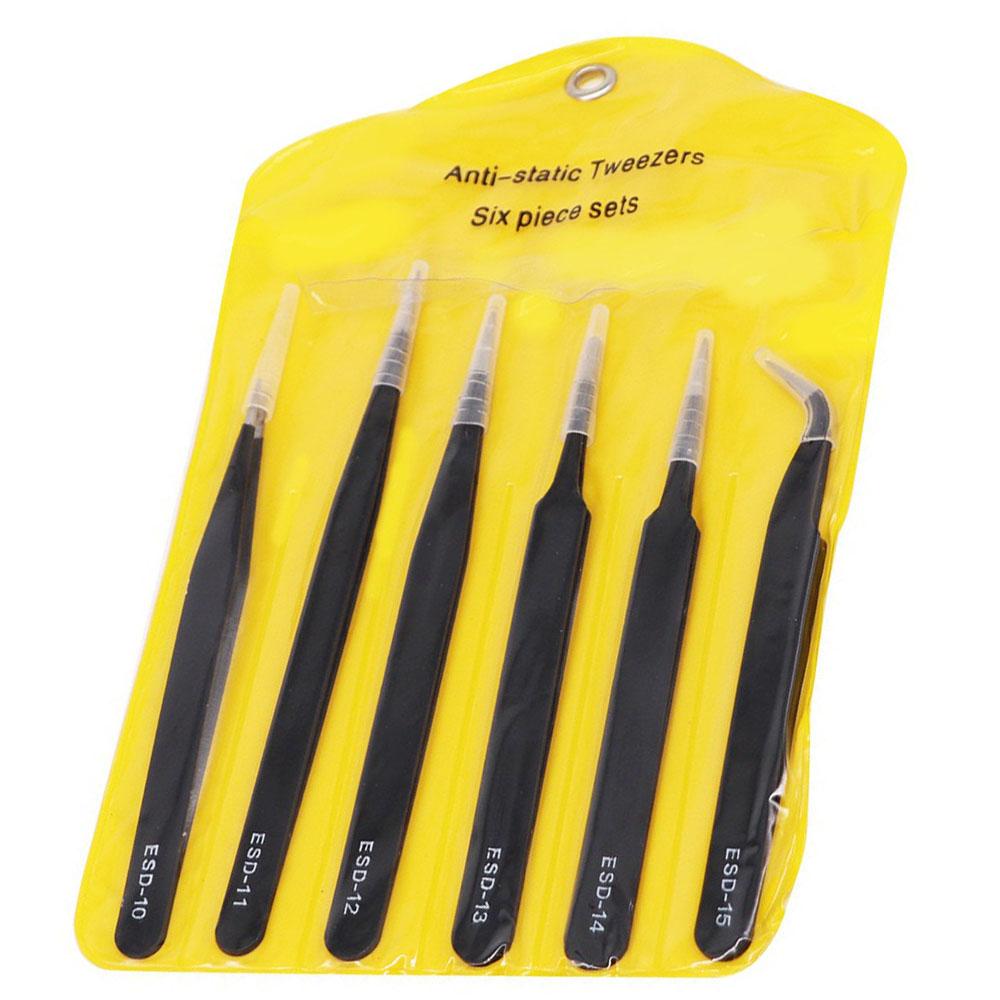 Anti-Static Stainless Steel Tweezers Precision Maintenance Industrial Repair Curved Working Model Making Hand Tool