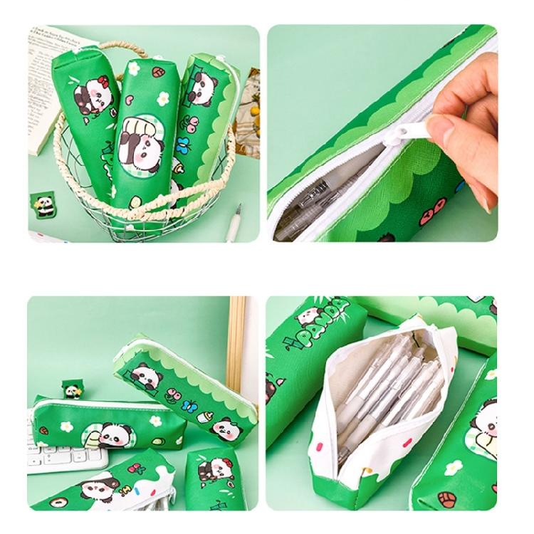 Large Capacity Pencil Case Cartoon Panda Pen Pouches Light Weight Pen Pouches Zippered Pen Case Travel Makeup Bag