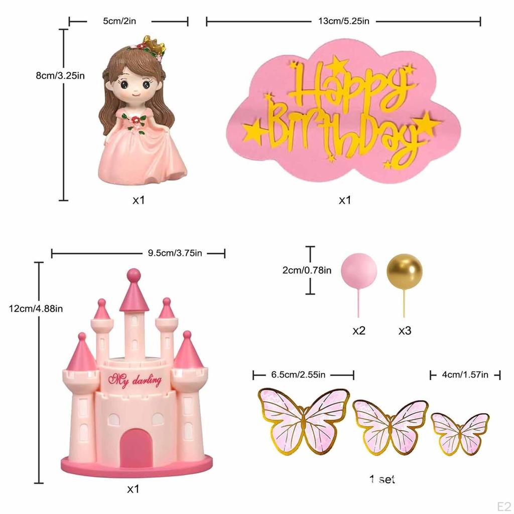 18 Pieces Princess Cake Toppers,Castle Decoration,Cute Theme, Shower Supplies,with