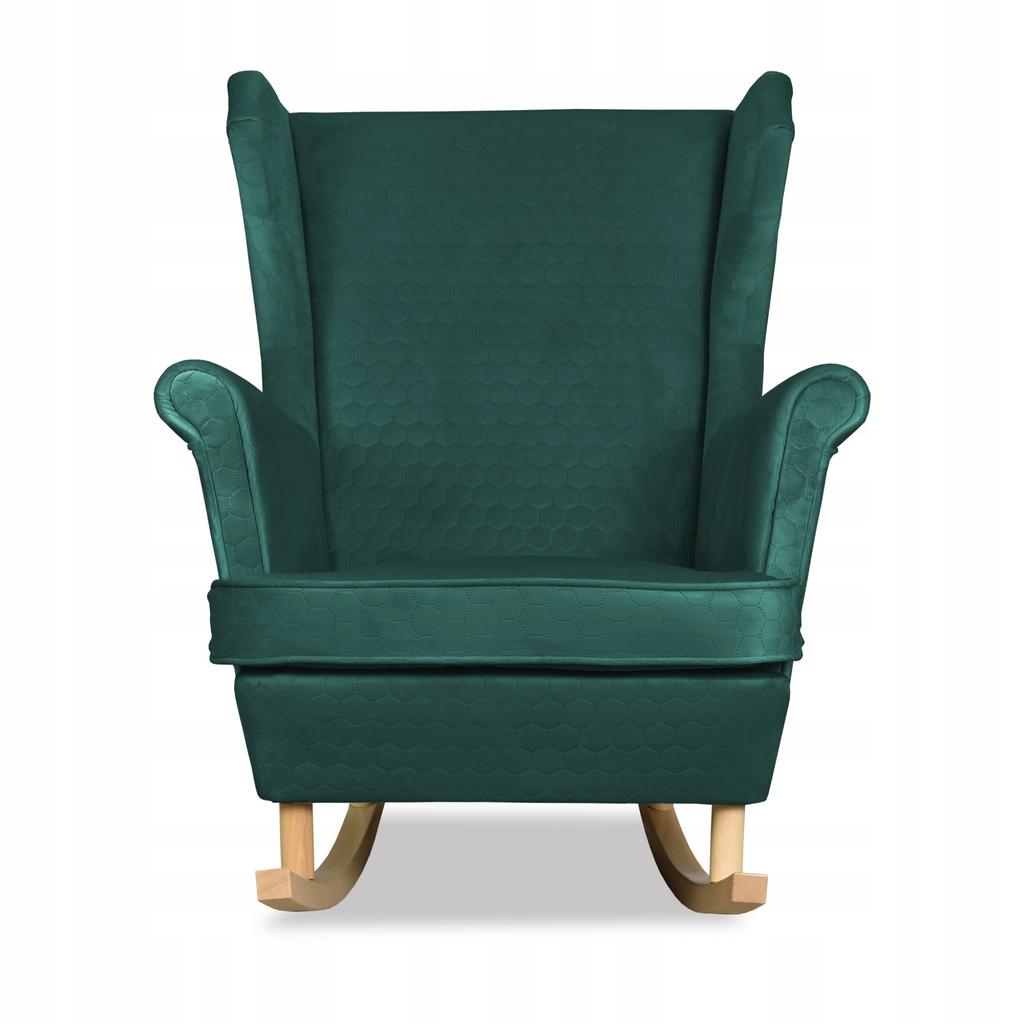 Angelo Rocking Chair, Scandinavian, Family Furniture, Bottle Green Velvet