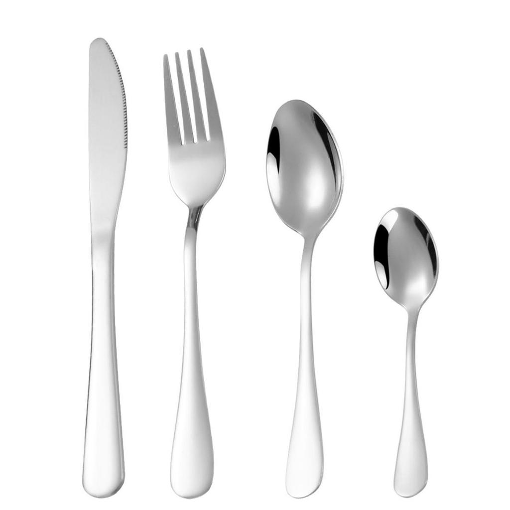 1010 Stainless Steel Western Cutlery Set: Thickened Knife, Fork, Spoon for Hotel & Home, Available In 4 or 24 Pieces