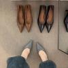 High sense niche high heel temperament pointed tip thin heel single shoes French evening commute fashion grandma shoes
