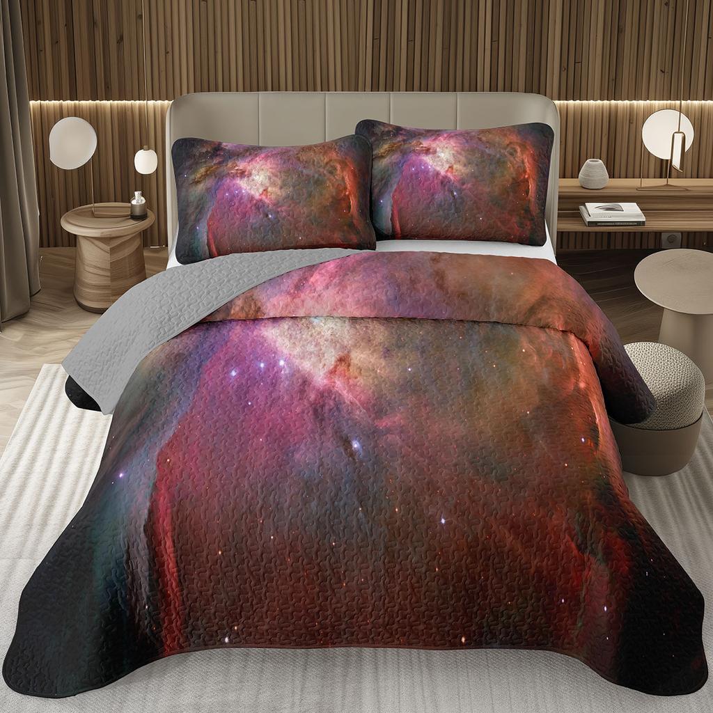 Galaxy Bedding Set Twin Queen Size for Girls Boys Teens Room Decor, Starry Sky Bedspread, Cosmos Nebula Trippy Quilted Coverlet