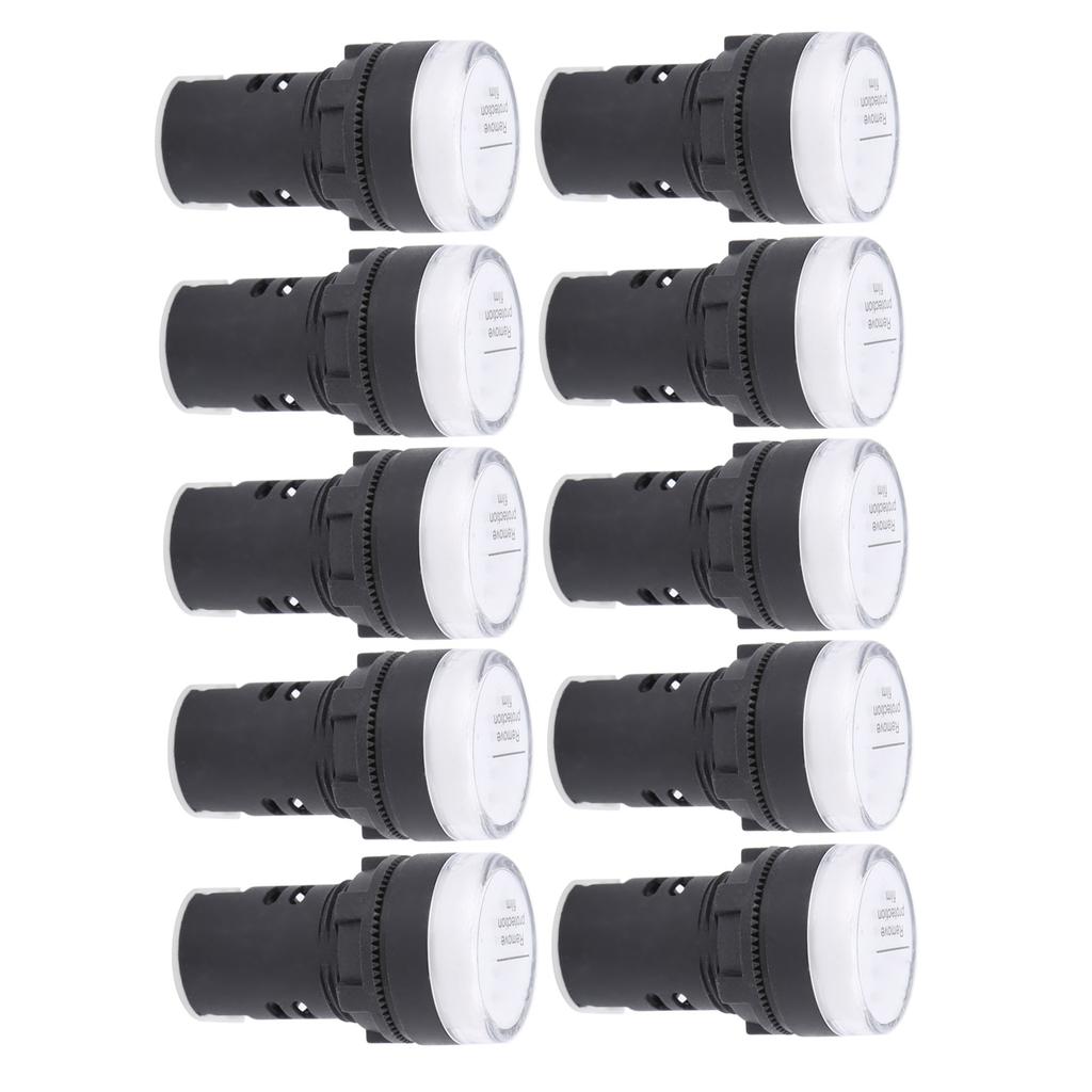 10Pcs AD16‑22DS LED Signal Light White High Brightness Indicator Equipment AccessoryAC220V