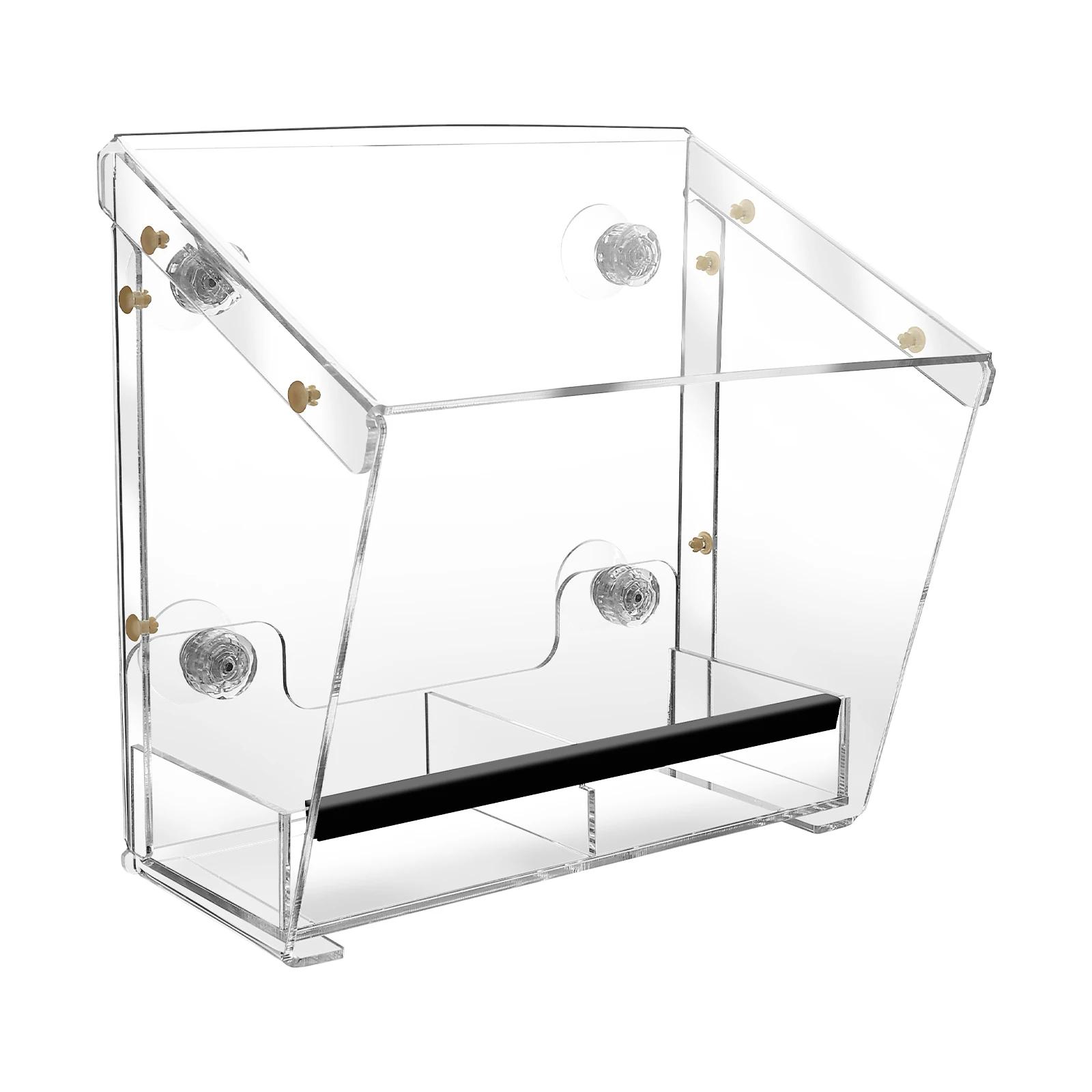 

Acrylic Bird Feeder Window Bird Feeder with Suction Cups Clear Bird Feeding House for Garden Outdoor Backyard Wildlife Birding прозорий