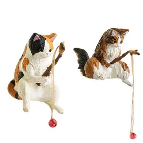 Durable Novelty Adorable Resin Sculpture Cute Cat Fishing Resin Sculpture Office Decor