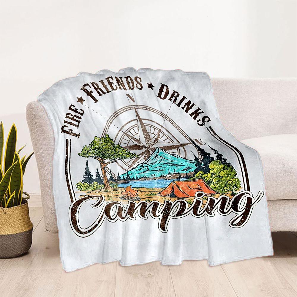 Happy Campers Adventure Blankets Are Suitable for Living Rooms,making Them an Ideal Choice for Outdoor Travel and Gifts.