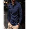 Polo de Otoño con Cremallera para Hombre de Color Sólido de Manga Larga Polos Casuales Deportivos Camisetas para Hombre