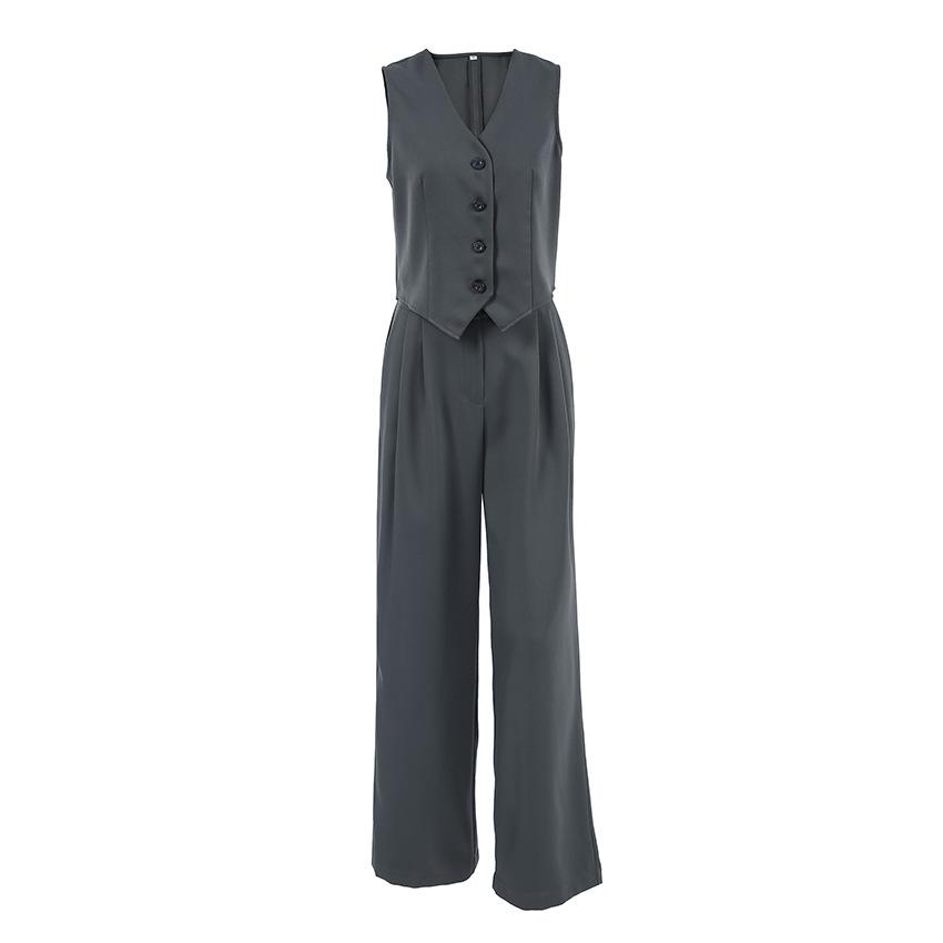 Summer Simple Office Commuter Style Sleeveless Vest Set 1116 European and American Fashion Two-piece Set Women