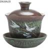 Zuppiera Sancai Ceramica Kung Fu Creativo Tè Una Gru Tazza della Regina Ciotola da Tè Gaiwan Set Zuppiera in Ceramica Servizio da Tè in Porcellana Spessa
