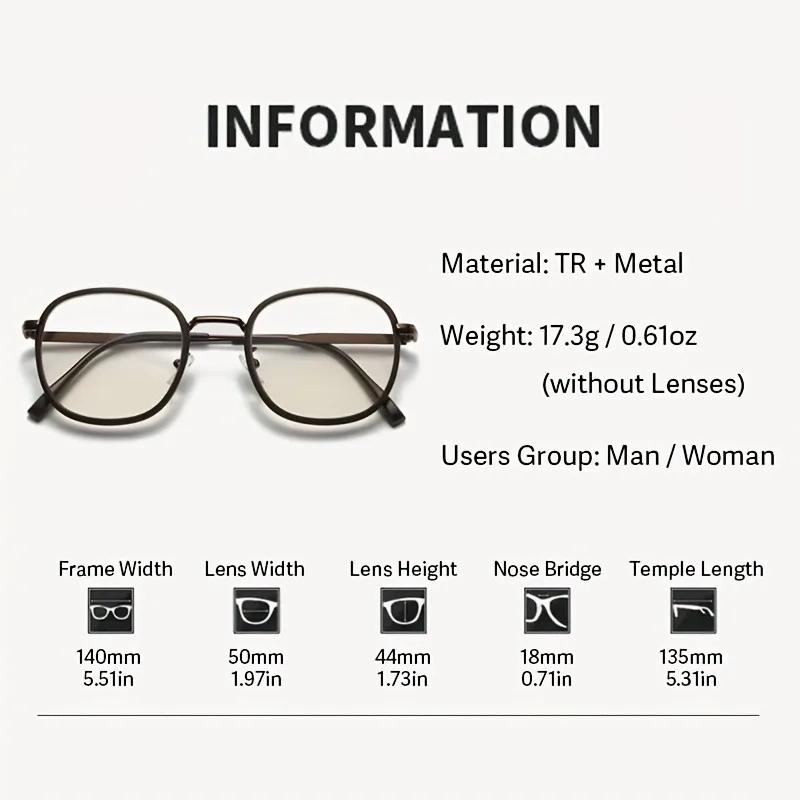 Anti-blue Anti Radiation Eyeglasses Sqaure Metal Frame Eyeglasses Unisex