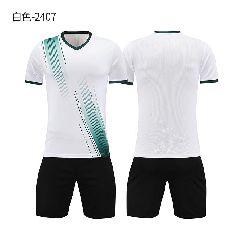 New football jersey set, men s and women s short-sleeved children s and adult game sports training jersey, quick-drying football jersey. 3XS
