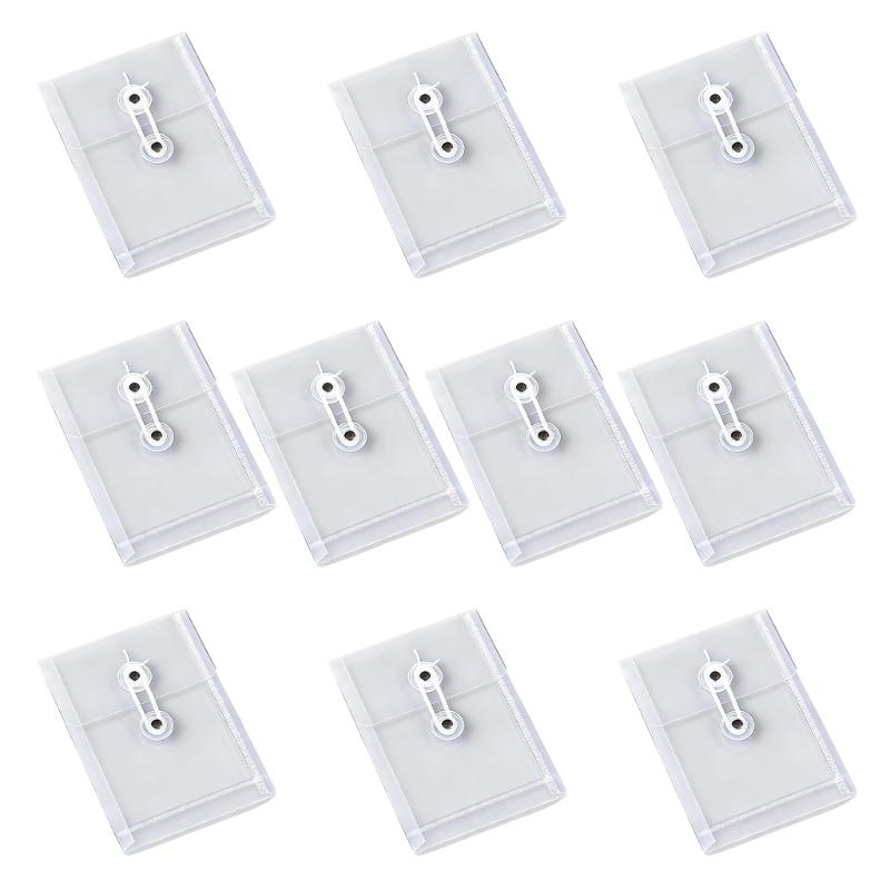 10 шт. Прозрачные пластиковые пакеты для документов с завязкой, водонепроницаемые конверты для документов, органайзеры для офисов