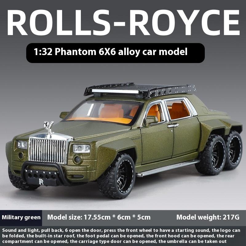 1/32 Scale Rolls Royce Phantom 6X6 Modified Alloy Diecast Metal Model Car Sound & Light Hobby Collectibles Holiday Gifts for Boyfriend