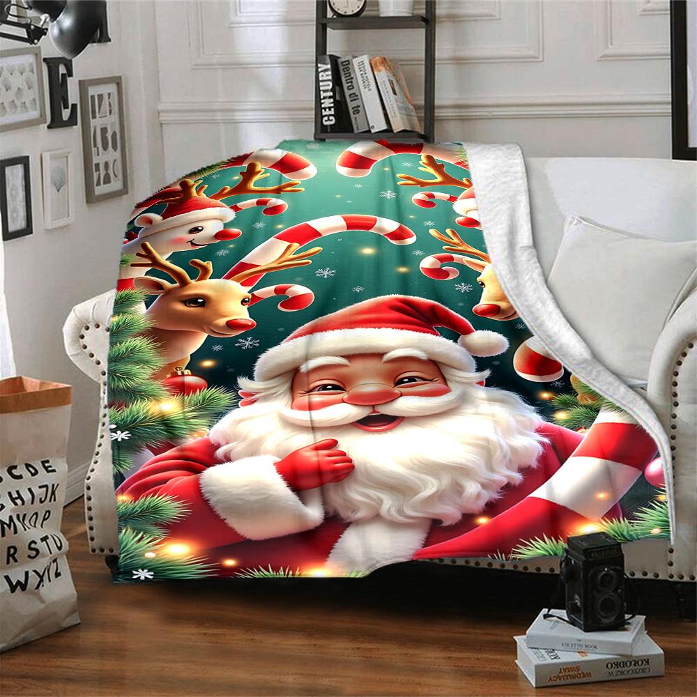 1pc Christmas Decorations Blanket Lightweight Flannel Blanket Throw Blanket For Sofa, Bed, Travel, Camping, Livingroom, Couch, Chair, And Bed Yy250902
