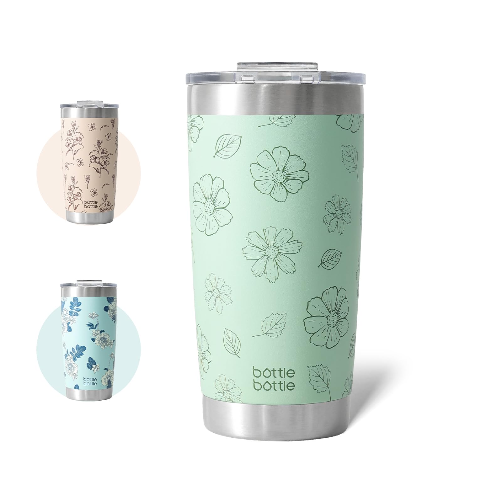 

BOTTLE BOTTLE Tumbler with 600ml Large Capacity Water Stainless Steel Coffee Vacuum Keeps Drinks Hot or Includes Direct Drinking Lid, Spill-Resistant,