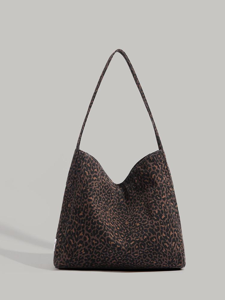 

Retro leopard print canvas bag, commuter versatile casual messenger bag, large capacity, fashionable and textured shoulder bag, tote bag. цветной печати леопарда