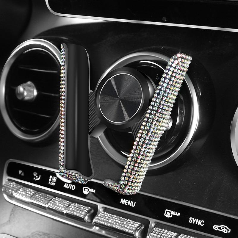 Car Phone Holder Women Diamond Crystal Car Air Vent Mount Clip Mobile Phone Holder Stand In Car Bracket Interior Accessories