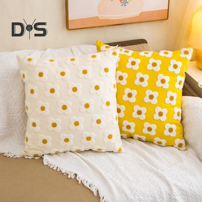 Plush Flower Pillow Cover Spring Summer Throw Pillow Case Farmhouse Decor Pillow Case with Hidden Zipper for Sofa Bed Home Decoration