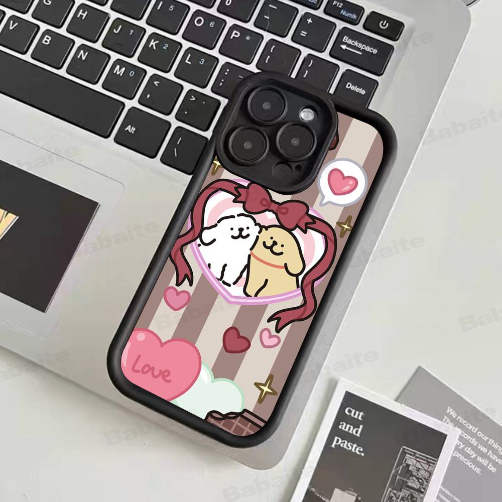 Maltese Cute Line Puppy Dog For IPhone 17 Pro Max 16 15 14 13 12 11 Plus Black Soft Phone Cover