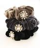 VINGTAINE Velvet Scrunchie with Antique Cute and Stylish Hair Present Beads, Style, Accessory, Gift, (HS-188-GY)