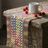 Striped Farmhouse Table Runner Boho Runner, Fringed Edge Cotton Linen Rustic for Home Decor Dining Table, Holiday Party Decoration Decorative