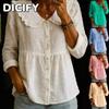 DICFY Damemode Casual Langærmede V-hals Bluser & Skjorter
