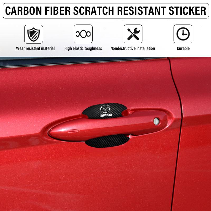 4PCS Car Door Handle Protection Sticker Emblem Car Decoration Styling For Mazda 3 7 8 Atenza Axela 5 6 323 500 RX7 RX8 CX9 CX30 CX7 CX6 CX5
