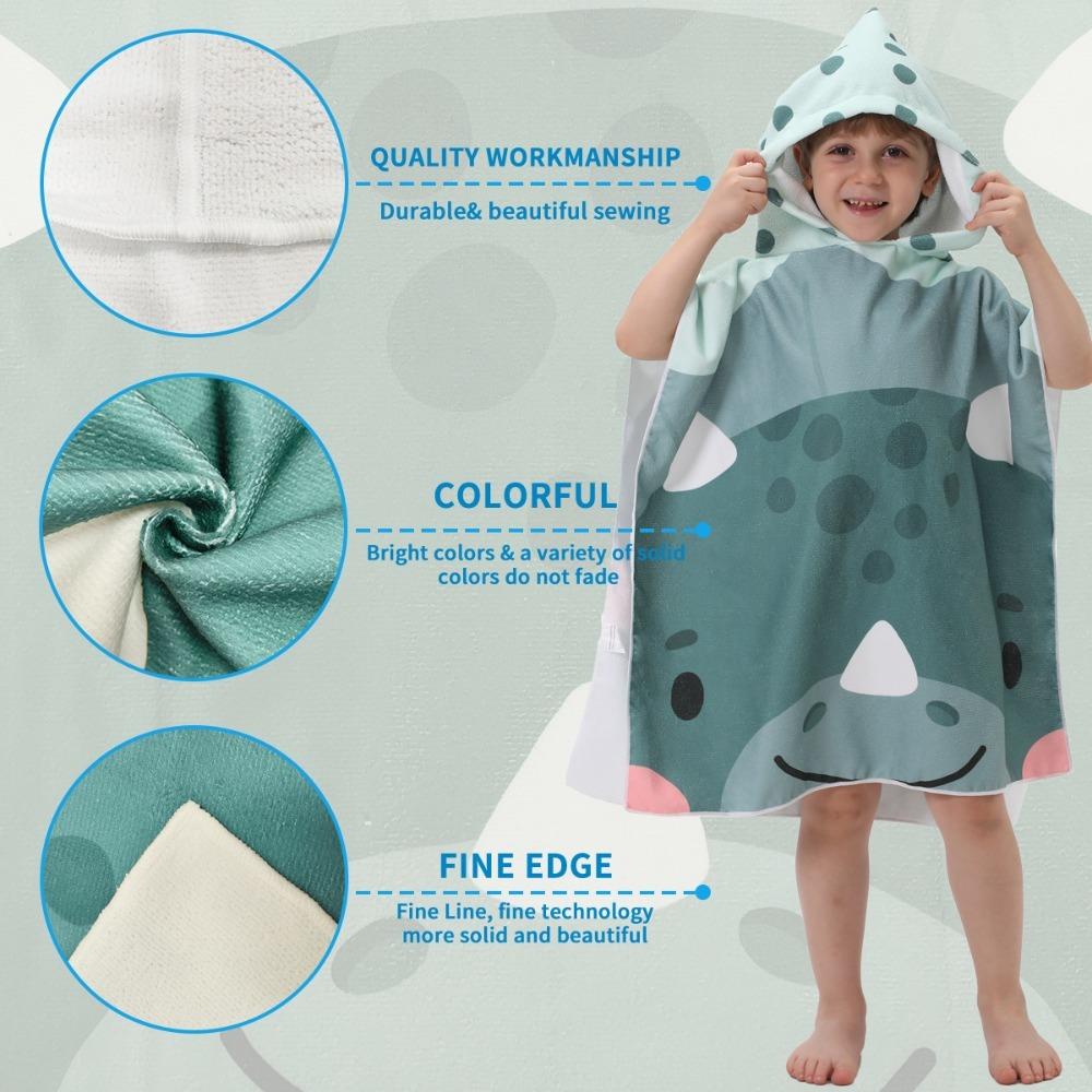 Prinzessin Dinosaurier Kinder Kapuzenbadetuch Mikrofaser Jungen Mädchen Strandtücher Meer Surfen Schnelltrocknend Surfponcho Bademantel Kind Anime