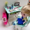 1set Miniature Toy Simulated Dollhouse Desks Dollhouse School Desk  Doll Accessories